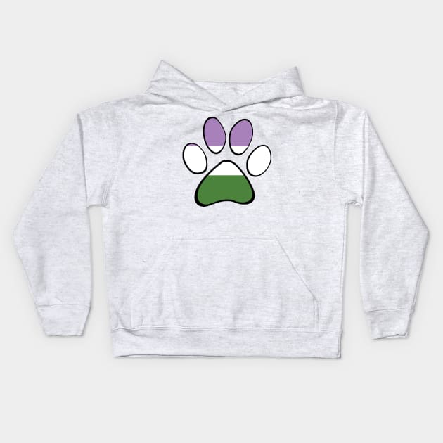 Genderqueer Pride Paw Kids Hoodie by HyperOtterDesigns